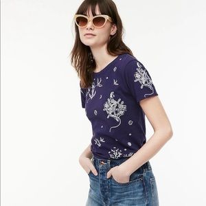 J Crew embroidered nautical T shirt EUC
